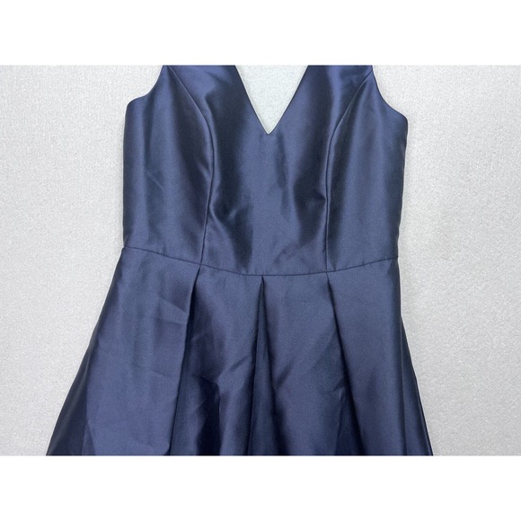 Alfred Sung Midnight Navy Sateen Twill High Low Cocktail Dress Gown New Size 10 - Picture 11 of 14